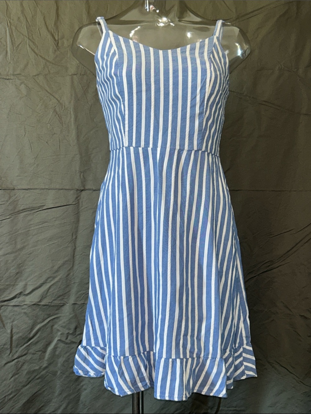 Old Navy Blue and White Striped Spaghetti Strap Mini Dress